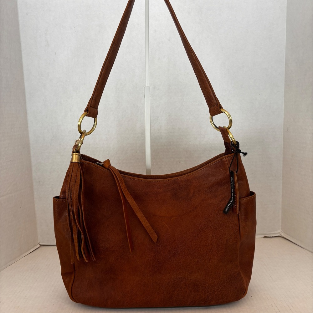 Écotorie Bleu Leather Hobo Bag Women's Brown Tassel Shoulder Bag New